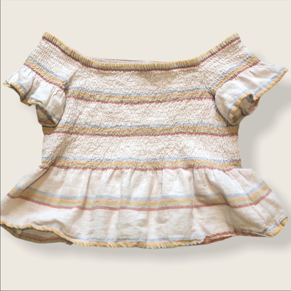 American Eagle Striped Crop Top Bell Sleeves - Picture 1 of 2